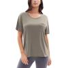 GYS Bamboo Viscose T Shirts for Women, Soft Short Sleeve Pajama Shirt Lounge Top, Comfy Casual Tee(Taupe)