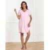 GYS Bamboo Viscose Women’s Nightgowns Classic Short Sleeve V Neck Sleep Dress(Pink)
