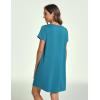 GYS Bamboo Viscose Women’s Nightgowns Classic Short Sleeve V Neck Sleep Dress(Teal Blue)