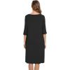 GYS Bamboo Viscose Women’s Nightgowns Half Sleeve Crew Neck Sleep Dress with Pockets(Black)