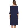 GYS Bamboo Viscose Women’s Nightgowns Half Sleeve Crew Neck Sleep Dress with Pockets(Navy)