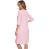 GYS Bamboo Viscose Women’s Nightgowns Half Sleeve Crew Neck Sleep Dress with Pockets(Pink)