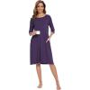 GYS Bamboo Viscose Women’s Nightgowns Half Sleeve Crew Neck Sleep Dress with Pockets(Purple)