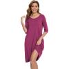 GYS Bamboo Viscose Women’s Nightgowns Half Sleeve Crew Neck Sleep Dress with Pockets(Purplish Red)