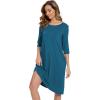 GYS Bamboo Viscose Women’s Nightgowns Half Sleeve Crew Neck Sleep Dress with Pockets(Teal Blue)