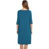 GYS Bamboo Viscose Women’s Nightgowns Half Sleeve Crew Neck Sleep Dress with Pockets(Teal Blue)
