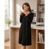 GYS Bamboo Viscose Women’s Nightgowns Long Sleeve Lace V Neck Night Shirts for Sleeping(Black)