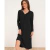 GYS Bamboo Viscose Women’s Nightgowns Long Sleeve Lace V Neck Night Shirts for Sleeping(Black)