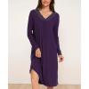GYS Bamboo Viscose Women’s Nightgowns Long Sleeve Lace V Neck Night Shirts for Sleeping(Deep Purple)