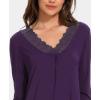 GYS Bamboo Viscose Women’s Nightgowns Long Sleeve Lace V Neck Night Shirts for Sleeping(Deep Purple)