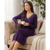 GYS Bamboo Viscose Women’s Nightgowns Long Sleeve Lace V Neck Night Shirts for Sleeping(Deep Purple)