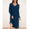 GYS Bamboo Viscose Women’s Nightgowns Long Sleeve Lace V Neck Night Shirts for Sleeping(Ink Blue)