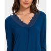 GYS Bamboo Viscose Women’s Nightgowns Long Sleeve Lace V Neck Night Shirts for Sleeping(Ink Blue)