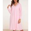 GYS Bamboo Viscose Women’s Nightgowns Long Sleeve Lace V Neck Night Shirts for Sleeping(Pink)