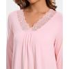 GYS Bamboo Viscose Women’s Nightgowns Long Sleeve Lace V Neck Night Shirts for Sleeping(Pink)