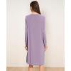 GYS Bamboo Viscose Women’s Nightgowns Long Sleeve Lace V Neck Night Shirts for Sleeping(Violet)
