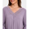 GYS Bamboo Viscose Women’s Nightgowns Long Sleeve Lace V Neck Night Shirts for Sleeping(Violet)