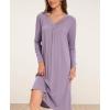 GYS Bamboo Viscose Women’s Nightgowns Long Sleeve Lace V Neck Night Shirts for Sleeping(Violet)