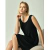 GYS Bamboo Viscose Women’s Nightgowns Sleeveless Soft Summer Tank Sleepwear with Pockets(Crew Neck-black)