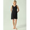 GYS Bamboo Viscose Women’s Nightgowns Sleeveless Soft Summer Tank Sleepwear with Pockets(V Neck-black)