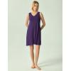 GYS Bamboo Viscose Women’s Nightgowns Sleeveless Soft Summer Tank Sleepwear with Pockets(V Neck-deep Purple)
