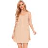 GYS Nightgowns for Women, Bamboo Viscose Soft Sleeveless Full Slips Chemise Cami Dress Sleepwear Shirts(Beige)