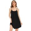 GYS Nightgowns for Women, Bamboo Viscose Soft Sleeveless Full Slips Chemise Cami Dress Sleepwear Shirts(Black)