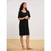 GYS Premium Women’s Nightgowns Bamboo Viscose Short Sleeve Soft and Breathable Pajama Dress(Black)