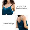 GYS Sleeveless Nightgowns for Women Bamboo Viscose Satin V-neck Spaghetti Straps Pajama Dress(Ink Blue)