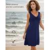 GYS Sleeveless Nightgowns for Women Soft Viscose Sleepwear Pleated Tank Sleep Shirts V Neck Pajama Dress(Navy)