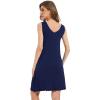 GYS Sleeveless Nightgowns for Women Soft Viscose Sleepwear Pleated Tank Sleep Shirts V Neck Pajama Dress(Navy)