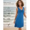 GYS Sleeveless Nightgowns for Women Soft Viscose Sleepwear Pleated Tank Sleep Shirts V Neck Pajama Dress(Prussian Blue)