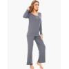 GYS Viscose from Bamboo Women’s Pajama Sets Super Soft Long Sleeve Sleepwear Comfy Winter Pjs Sets S-4X(A – Round Neck – Dark Grey)