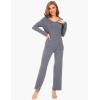 GYS Viscose from Bamboo Women’s Pajama Sets Super Soft Long Sleeve Sleepwear Comfy Winter Pjs Sets S-4X(A – Round Neck – Dark Grey)