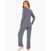 GYS Viscose from Bamboo Women’s Pajama Sets Super Soft Long Sleeve Sleepwear Comfy Winter Pjs Sets S-4X(A – Round Neck – Dark Grey)