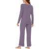 GYS Viscose from Bamboo Women’s Pajama Sets Super Soft Long Sleeve Sleepwear Comfy Winter Pjs Sets S-4X(A – Round Neck – Violet)