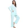 GYS Viscose from Bamboo Women’s Pajama Sets Super Soft Long Sleeve Sleepwear Comfy Winter Pjs Sets S-4X(A- Round Neck – Aqua)