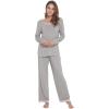 GYS Viscose from Bamboo Women’s Pajama Sets Super Soft Long Sleeve Sleepwear Comfy Winter Pjs Sets S-4X(A- Round Neck – Heather Grey)