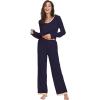 GYS Viscose from Bamboo Women’s Pajama Sets Super Soft Long Sleeve Sleepwear Comfy Winter Pjs Sets S-4X(A- Round Neck – Navy)