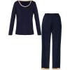 GYS Viscose from Bamboo Women’s Pajama Sets Super Soft Long Sleeve Sleepwear Comfy Winter Pjs Sets S-4X(A- Round Neck – Navy)