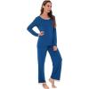 GYS Viscose from Bamboo Women’s Pajama Sets Super Soft Long Sleeve Sleepwear Comfy Winter Pjs Sets S-4X(A- Round Neck – Prussian Blue)