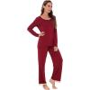 GYS Viscose from Bamboo Women’s Pajama Sets Super Soft Long Sleeve Sleepwear Comfy Winter Pjs Sets S-4X(A- Round Neck – Wine)