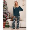 GYS Viscose from Bamboo Women’s Pajama Sets Super Soft Long Sleeve Sleepwear Comfy Winter Pjs Sets S-4X(A- Round Neck- Christmas Green)