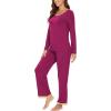 GYS Viscose from Bamboo Women’s Pajama Sets Super Soft Long Sleeve Sleepwear Comfy Winter Pjs Sets S-4X(A- Round Neck- Purplish Red)
