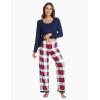 GYS Viscose from Bamboo Women’s Pajama Sets Super Soft Long Sleeve Sleepwear Comfy Winter Pjs Sets S-4X(A- Round Neck- White Red Plaid)