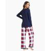 GYS Viscose from Bamboo Women’s Pajama Sets Super Soft Long Sleeve Sleepwear Comfy Winter Pjs Sets S-4X(A- Round Neck- White Red Plaid)