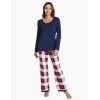 GYS Viscose from Bamboo Women’s Pajama Sets Super Soft Long Sleeve Sleepwear Comfy Winter Pjs Sets S-4X(A- Round Neck- White Red Plaid)