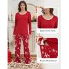 GYS Viscose from Bamboo Women’s Pajama Sets Super Soft Long Sleeve Sleepwear Comfy Winter Pjs Sets S-4X(A- Round Neck- Xmas Red)