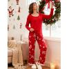 GYS Viscose from Bamboo Women’s Pajama Sets Super Soft Long Sleeve Sleepwear Comfy Winter Pjs Sets S-4X(A- Round Neck- Xmas Red)