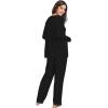 GYS Viscose from Bamboo Women’s Pajama Sets Super Soft Long Sleeve Sleepwear Comfy Winter Pjs Sets S-4X(B- V Neck – Black)